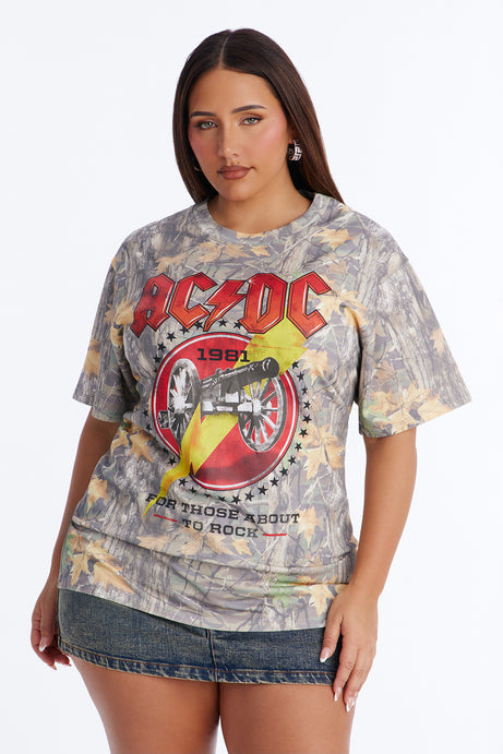 ACDC Camo Printed Oversized Tee - Camouflage