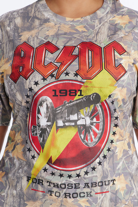 ACDC Camo Printed Oversized Tee - Camouflage