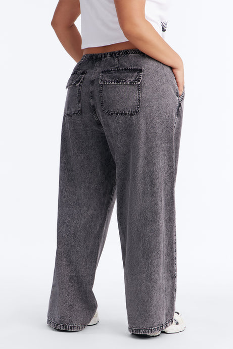 Baeside Tie Waist Wide Leg Jeans - Black Wash