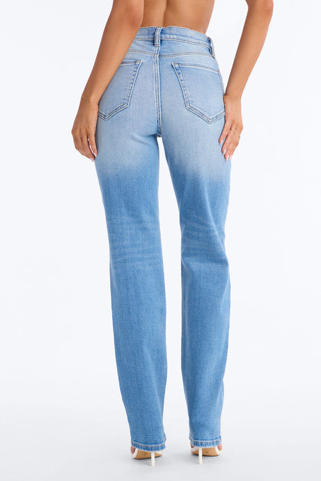 Cambria Crossover Stretch Straight Leg Jeans - Medium Wash