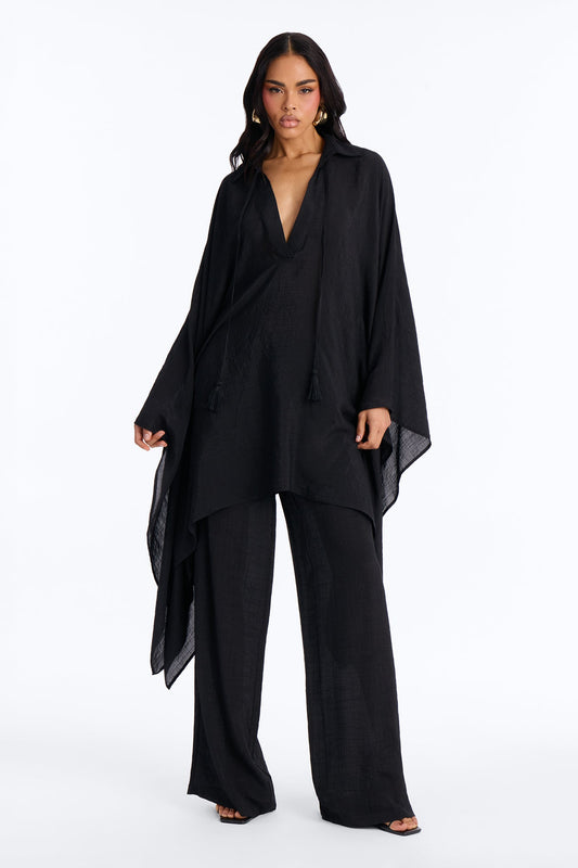 Addison Linen Pant Set - Black