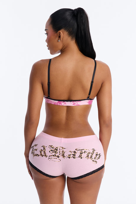 Ed Hardy Love Kills Slowly Bralette And Short Set - Pink