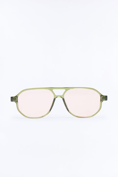 Strawberry Matcha Aviator Sunglasses - Green/combo