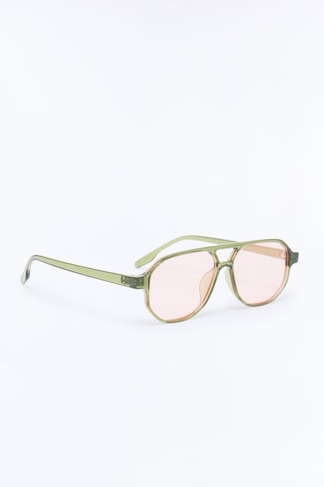 Strawberry Matcha Aviator Sunglasses - Green/combo