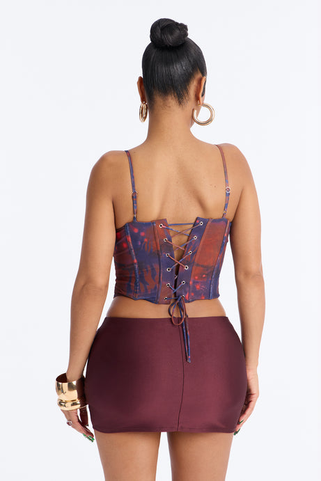 Surreal Feeling Mesh Beaded Corset Top - Blue/combo