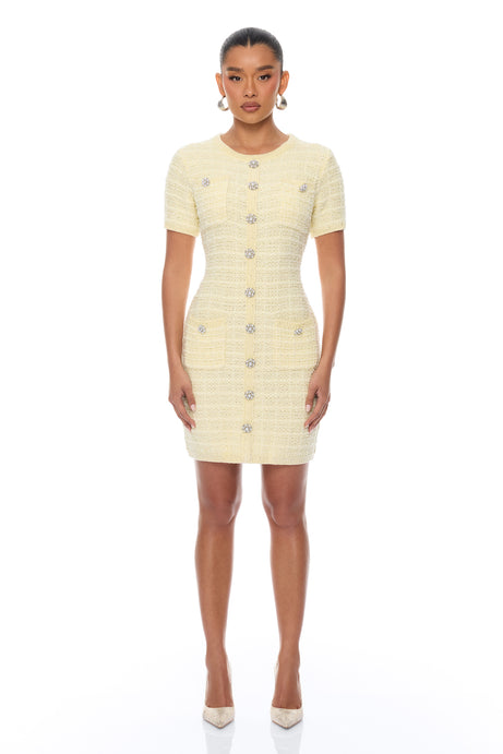 Sadie Sweater Mini Dress - Butter Yellow