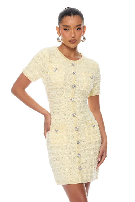 Sadie Sweater Mini Dress - Butter Yellow