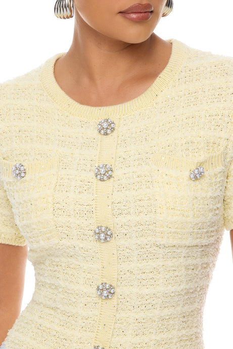 Sadie Sweater Mini Dress - Butter Yellow