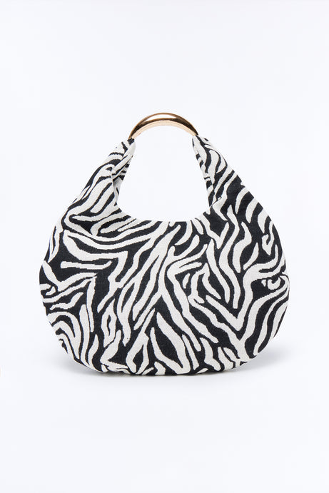 Don't Hate The Stripes Jacquard Shoulder Bag - Black/White
