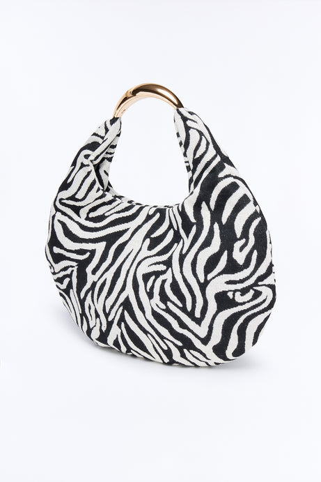 Don't Hate The Stripes Jacquard Shoulder Bag - Black/White