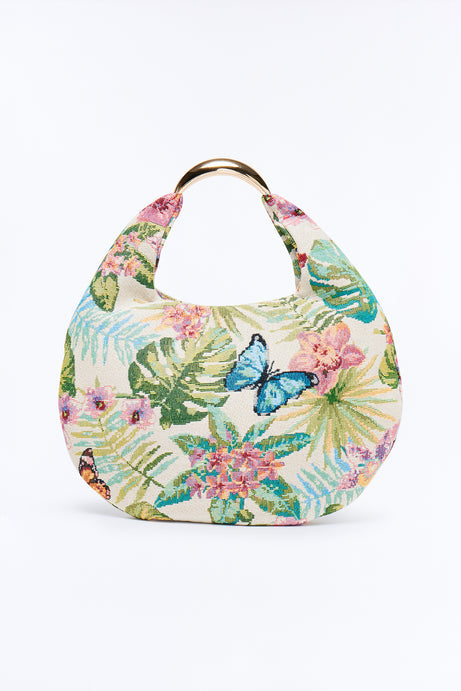 Flower Picker Jacquard Shoulder Bag - Multi Color