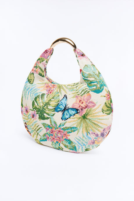 Flower Picker Jacquard Shoulder Bag - Multi Color