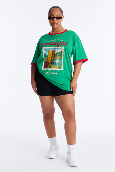 Portugal Oversized Ringer Tee - Green
