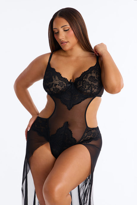 Intoxicated Love Mesh Gown - Black