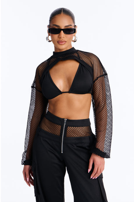 Rayne Fishnet 3 Piece Jogger Pant Set - Black