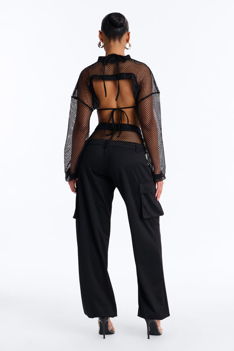 Rayne Fishnet 3 Piece Jogger Pant Set - Black