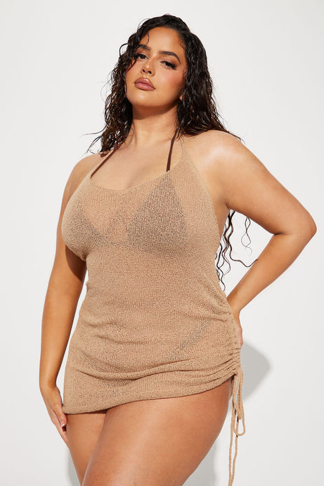 Watching Sunsets Crochet Cover Up Dress - Nude