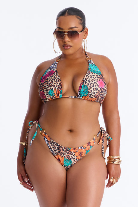 Eliana Floral Leopard 2 Piece Bikini - Brown/combo