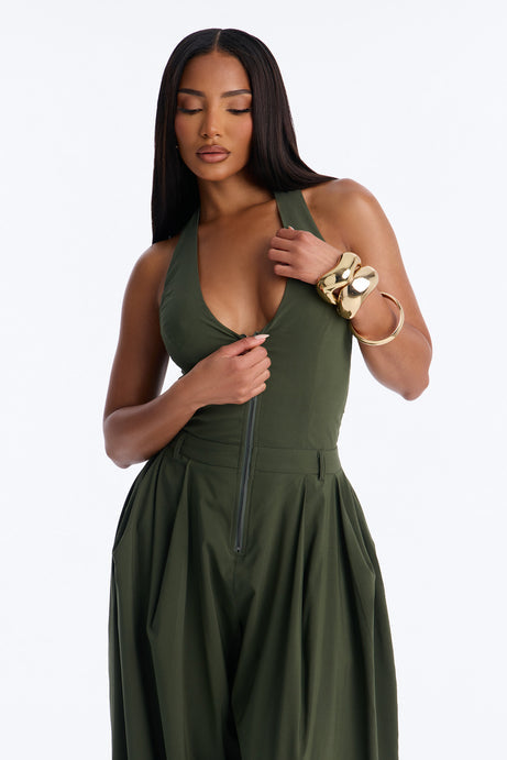 Alyssia Balloon Leg Jumpsuit - Olive