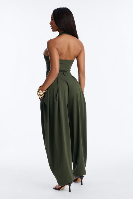 Alyssia Balloon Leg Jumpsuit - Olive