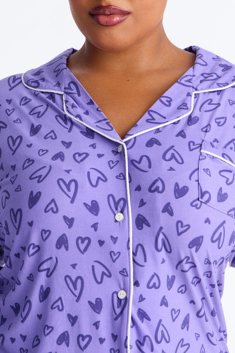 Love Everywhere Short Sleeve PJ Short Set - Purple