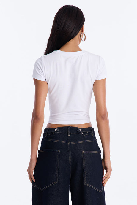 Corona Collection Rhinestone Baby Tee - White