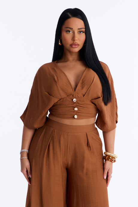 Not So Complicated Linen Pant Set - Rust