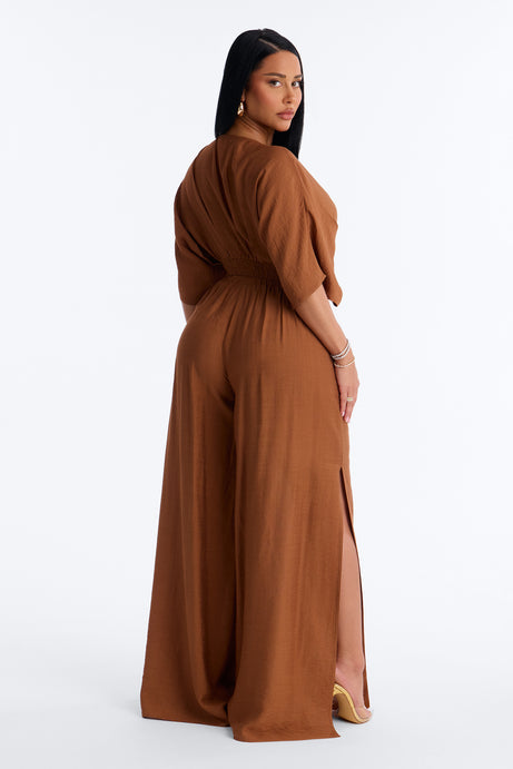 Not So Complicated Linen Pant Set - Rust
