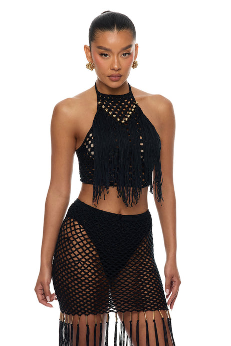 Coconut Clouds Crochet 3 Piece Skirt Set - Black