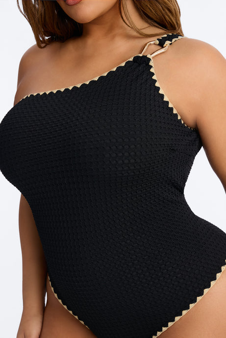 Sway With Me Textured 1 Piece Swimsuit - Black