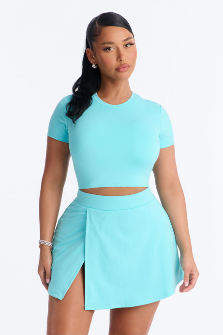 Sandy Mini Skirt Set - Aqua