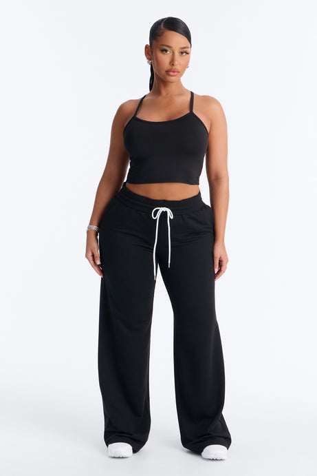 Tiana Wide Leg Pant Set - Black