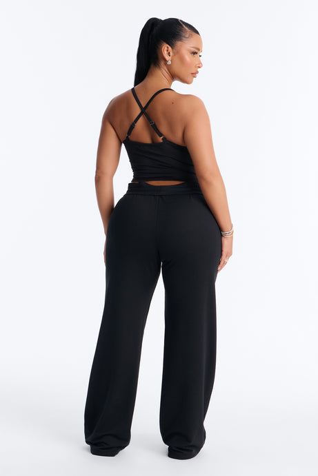 Tiana Wide Leg Pant Set - Black