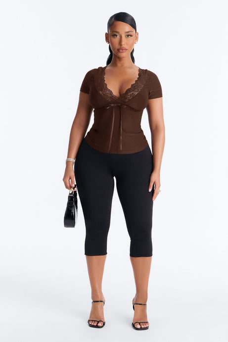 Bridget Lace Trim Short Sleeve Top