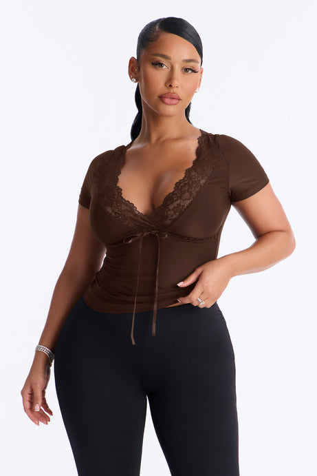 Bridget Lace Trim Short Sleeve Top