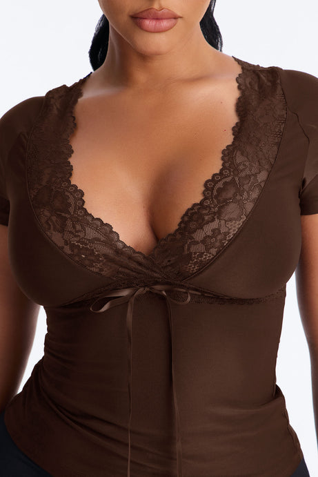 Bridget Lace Trim Short Sleeve Top
