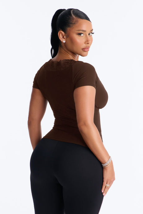 Bridget Lace Trim Short Sleeve Top