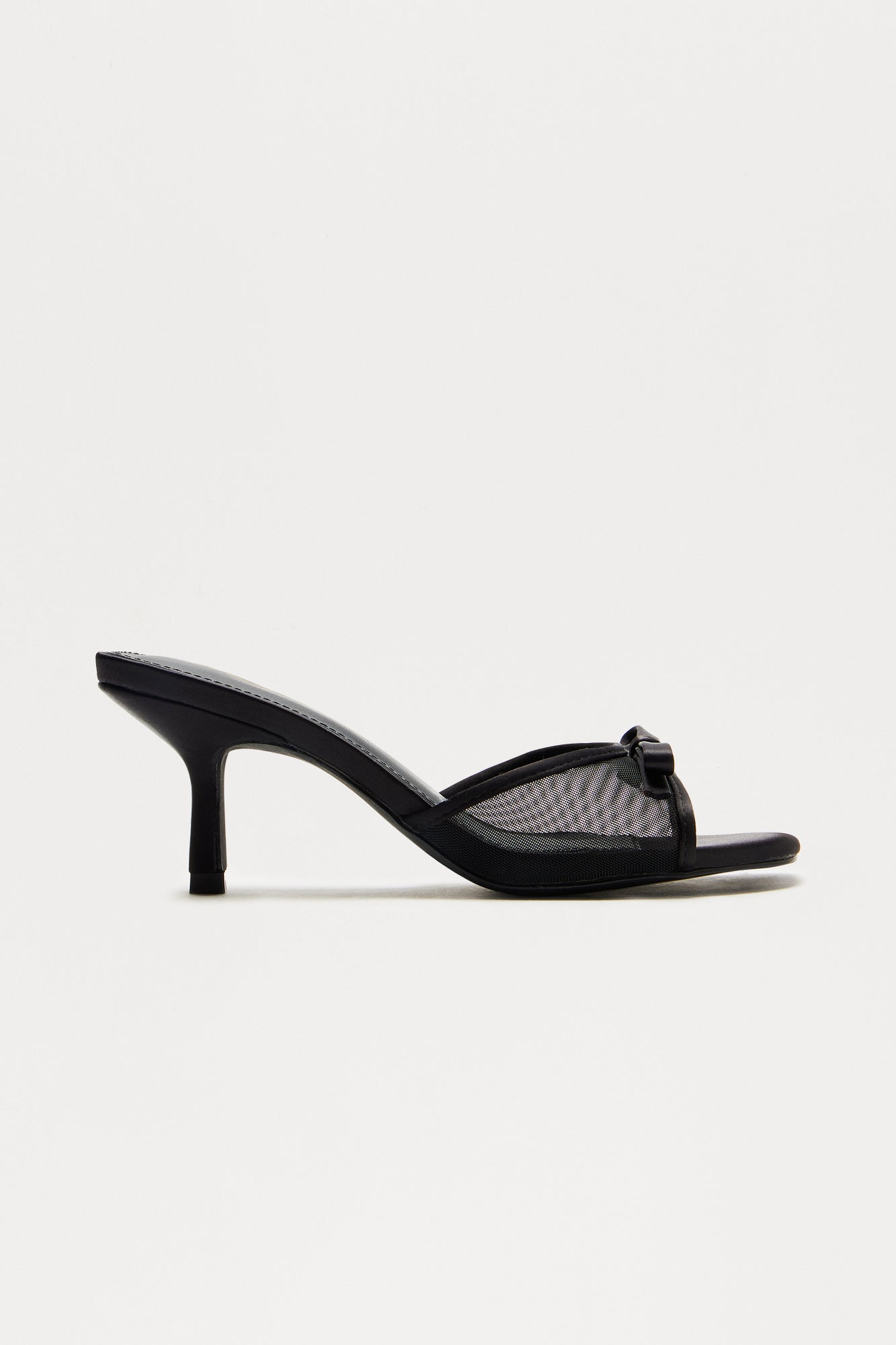 Divya Bow Faux Leather Mules - Black