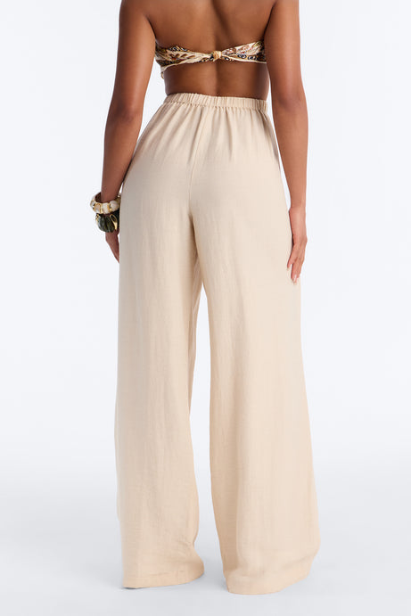 Run The City Linen Wide Leg Pants 33″ - Natural