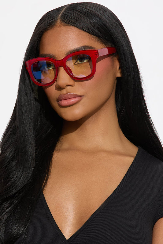 Screen Chic Square Blue Light Glasses - Red