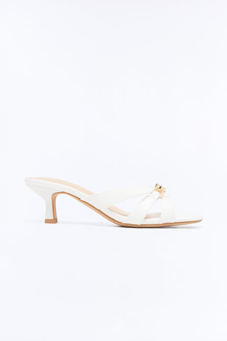 Corinne Kitten Heel Mules - Bone