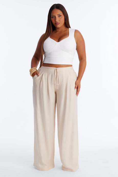 Run The City Linen Wide Leg Pants 33″ - Natural