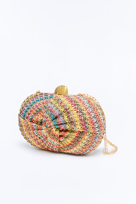 Sunset Spectrum Straw Clutch - Multi Color