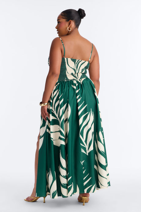 Fresh Breeze Linen Maxi Dress - Green/combo