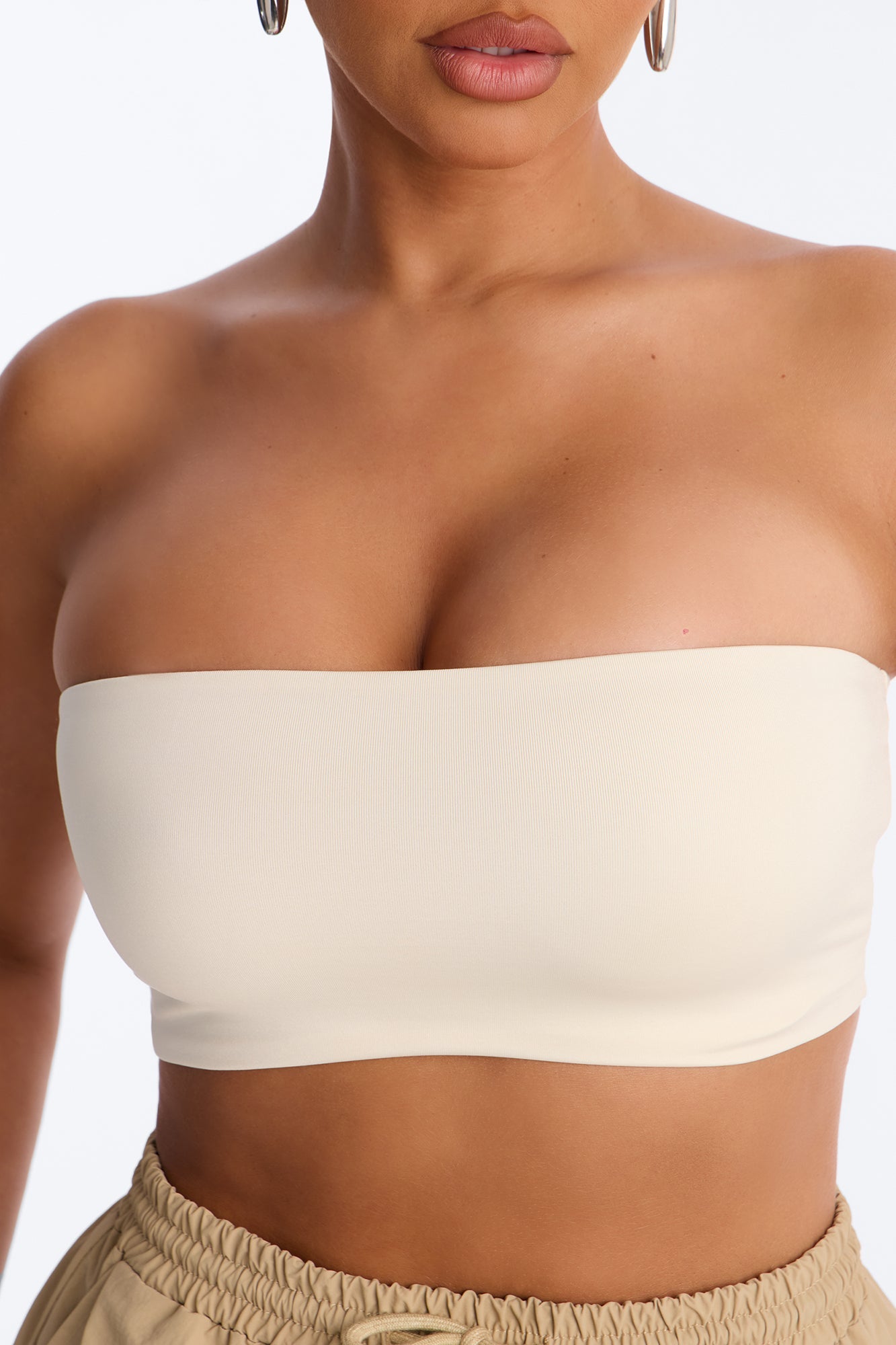 Contour Double Lined Strapless Bandeau Top - Bone