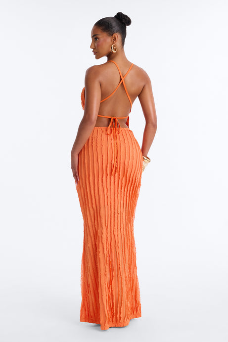 Like No Other Textured Maxi Dress - Coral