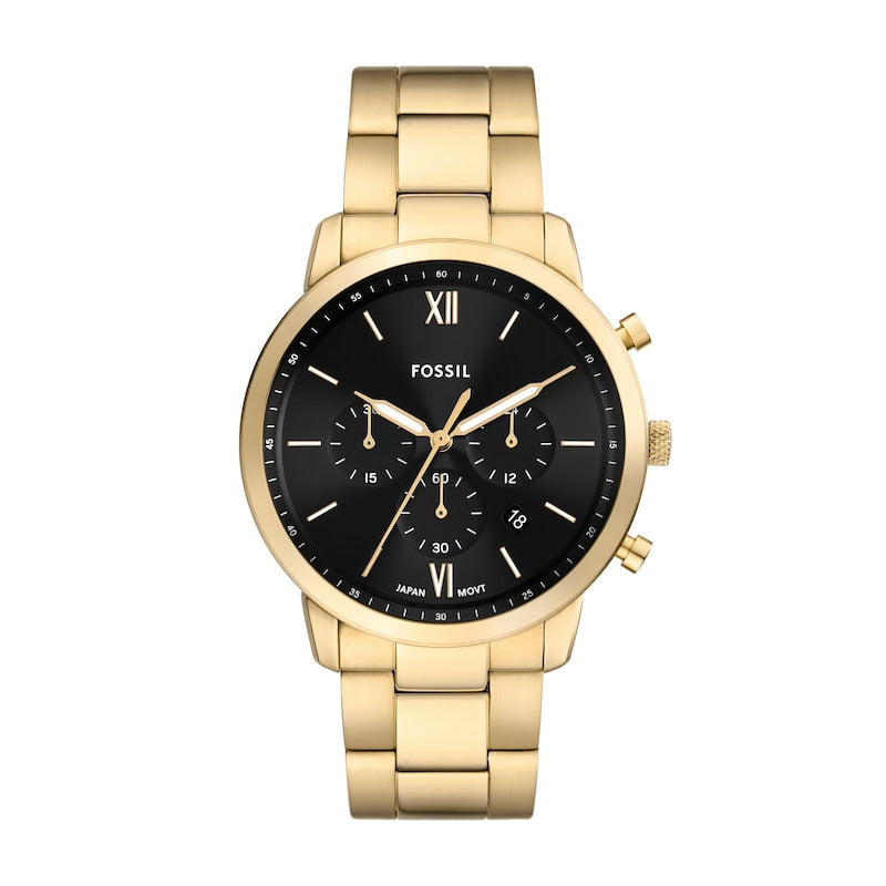 Fossil Men's Black Chronograph Dial Gold Tone Stainless Steel Watch