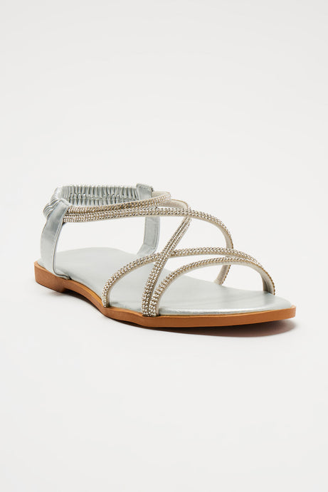 Trista Rhinestone Sandals - Silver