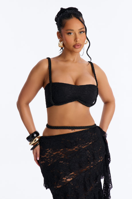 Ruby Ruffle Lace Skirt Set - Black