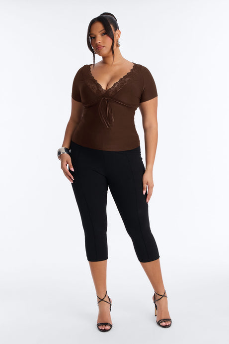 Bridget Lace Trim Short Sleeve Top